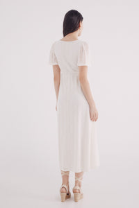 Cape sleeve crochet midi dress