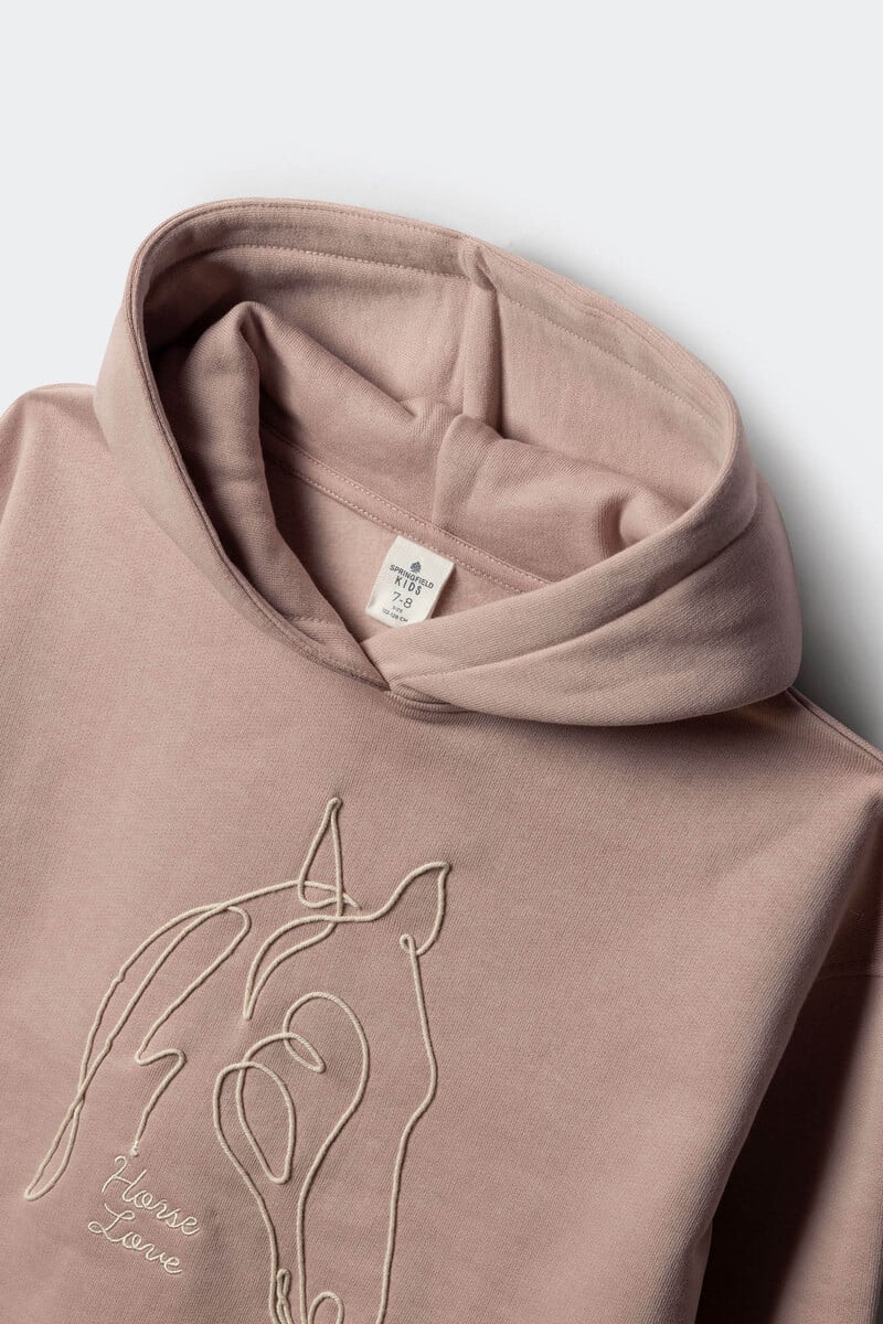 Girl's horse drawstring sweatshirt