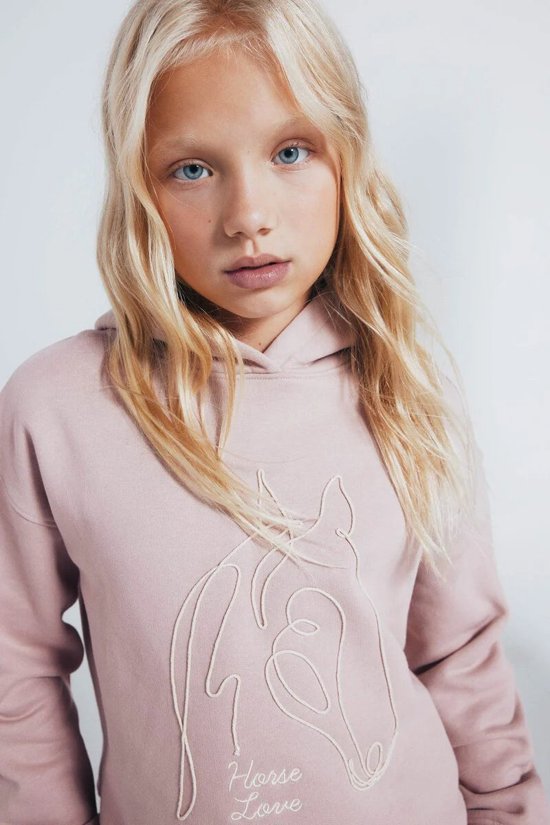 Girl's horse drawstring sweatshirt