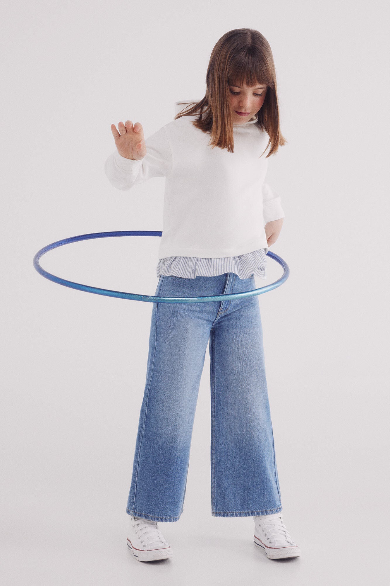 Girls' two-material sweatshirt