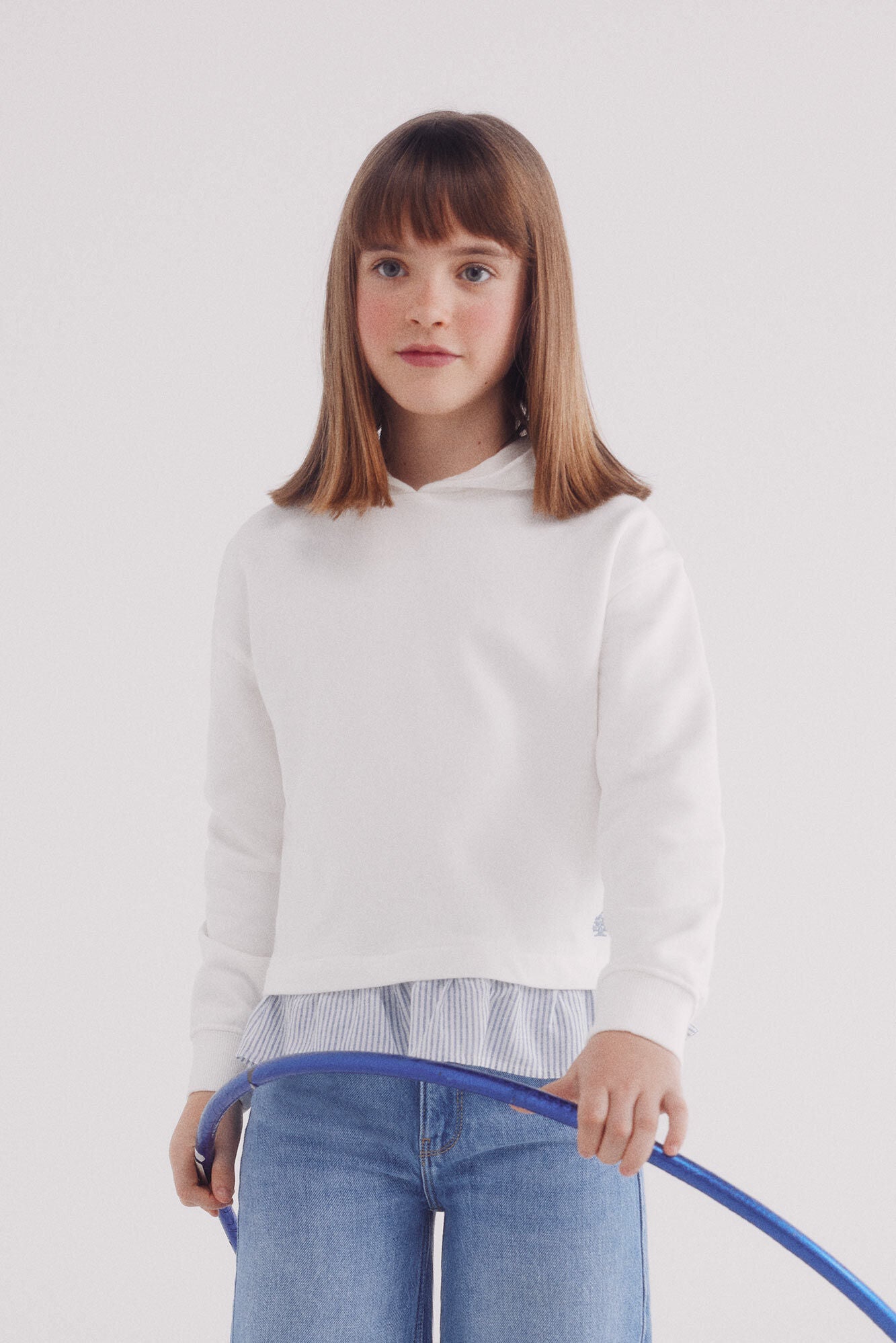 Girls' two-material sweatshirt
