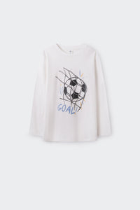 Boys' long-sleeved T-shirt with a football print