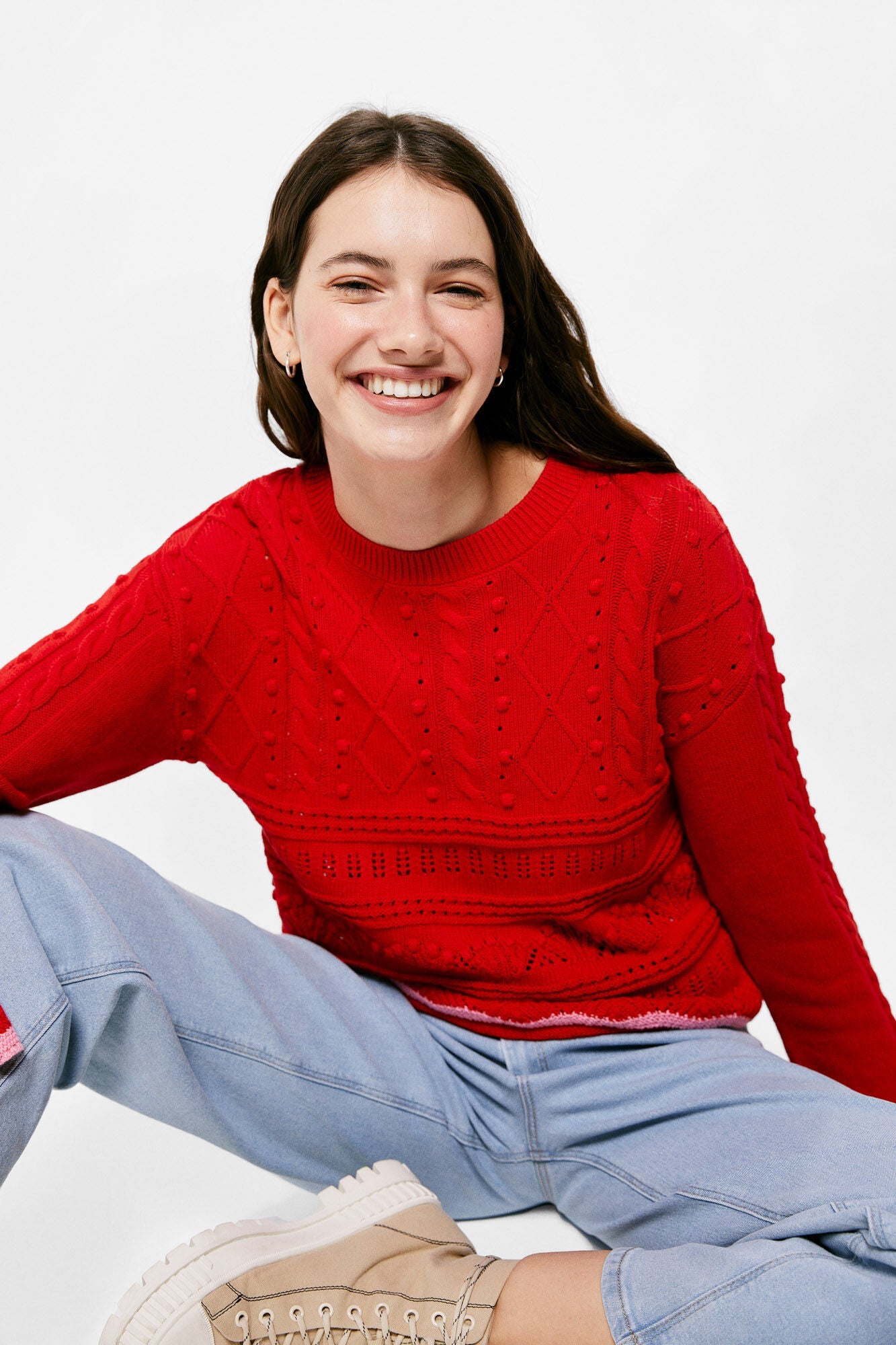 Textured cotton jumper
