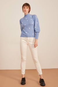 Ditsy floral balloon sleeve jumper