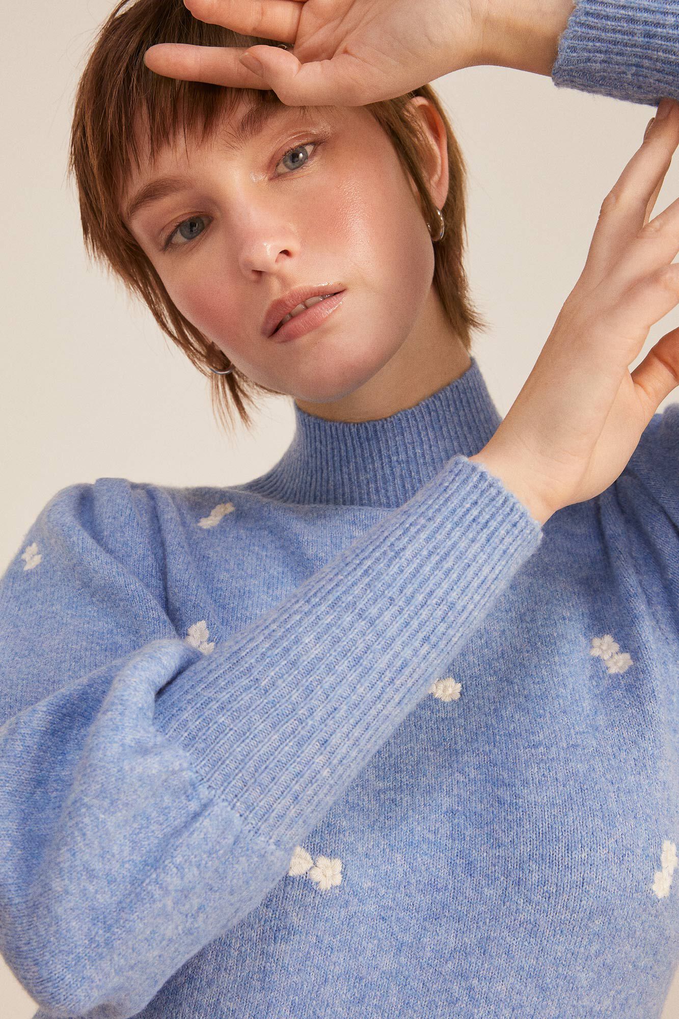 Ditsy floral balloon sleeve jumper