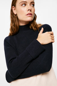 Colour block two-material jumper