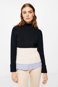 Colour block two-material jumper