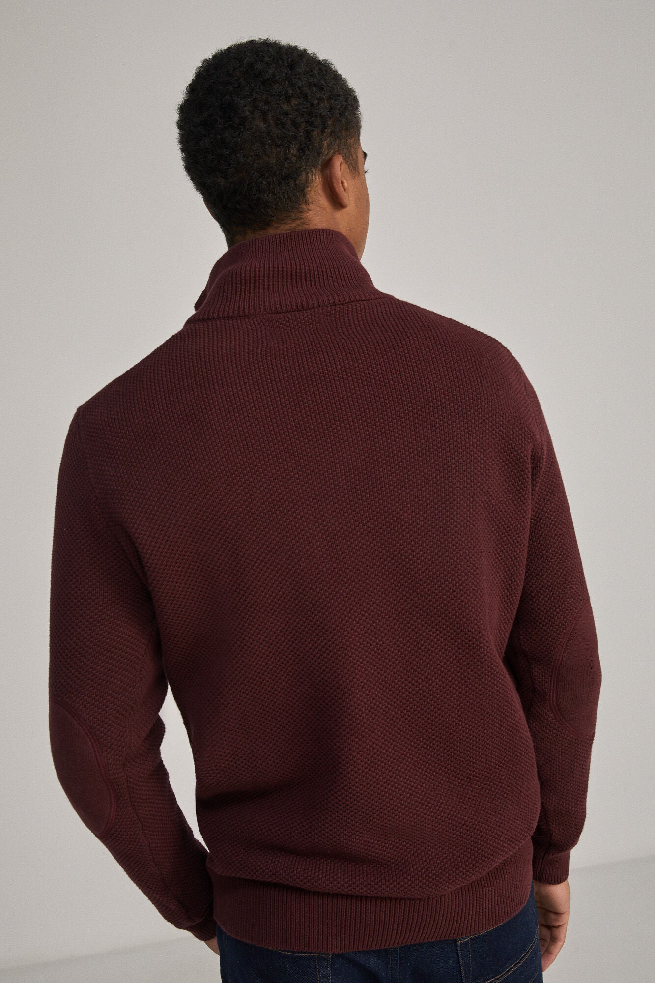 Textured elbow patches trucker jumper