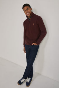 Textured elbow patches trucker jumper