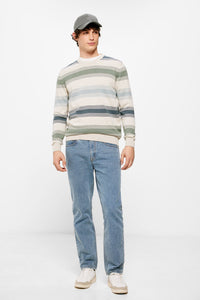 Patterned coloured striped jumper