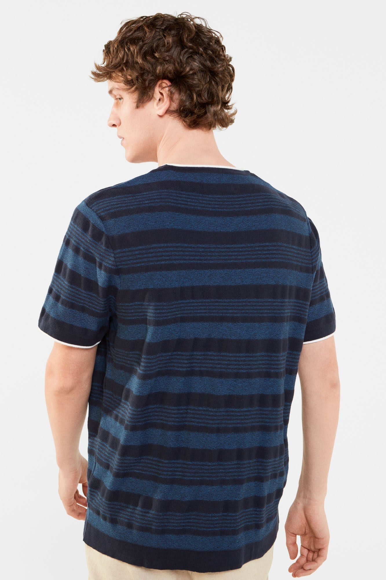 Short-sleeved jacquard sweater