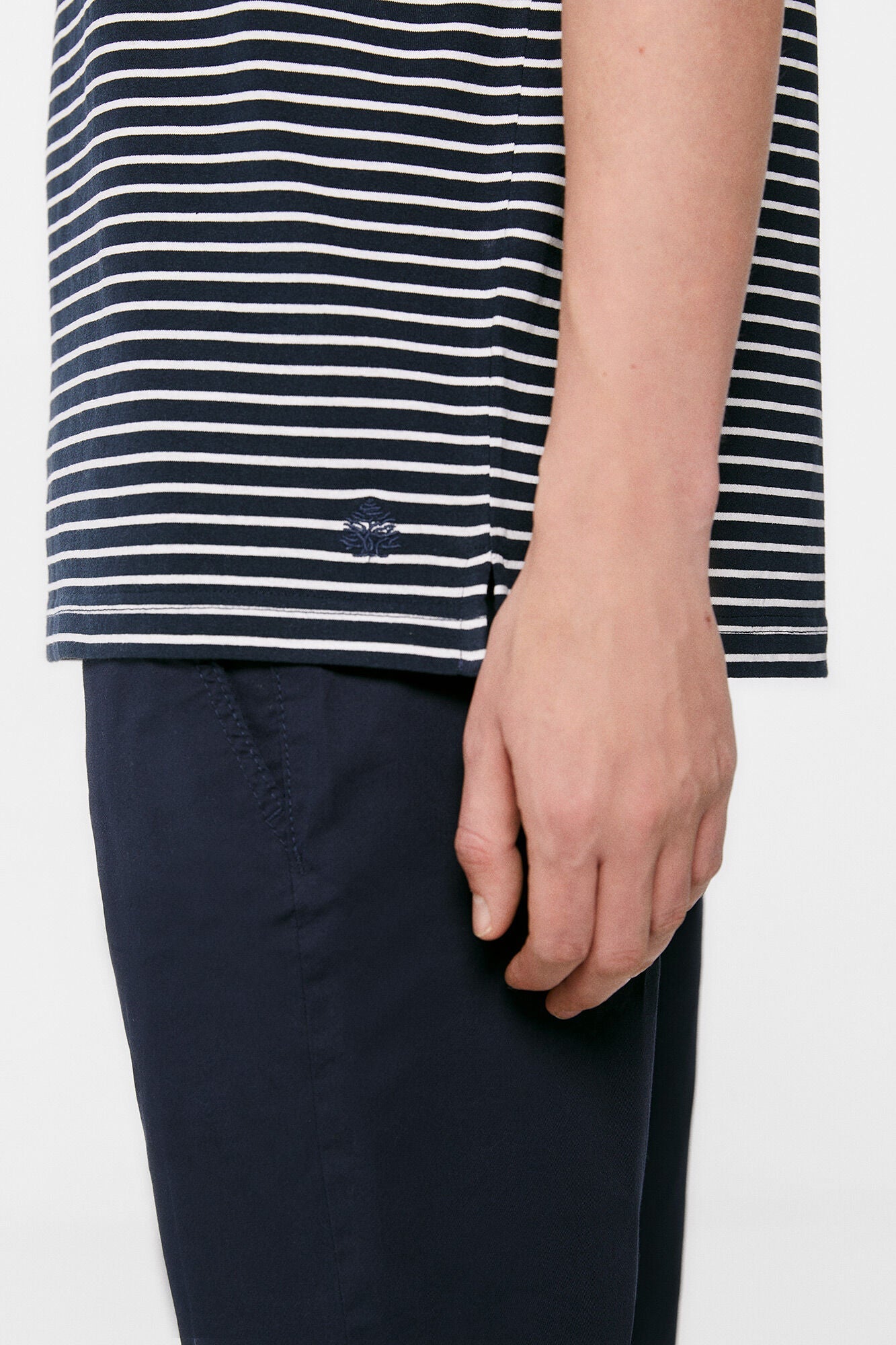 Multi-stripe jersey-knit pocket polo shirt