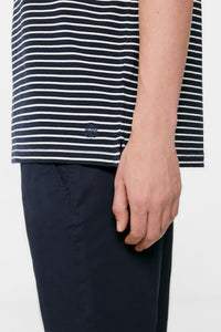 Multi-stripe jersey-knit pocket polo shirt