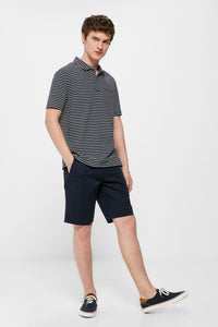Multi-stripe jersey-knit pocket polo shirt