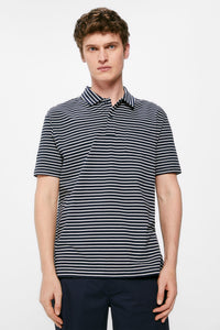 Multi-stripe jersey-knit pocket polo shirt