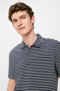 Multi-stripe jersey-knit pocket polo shirt