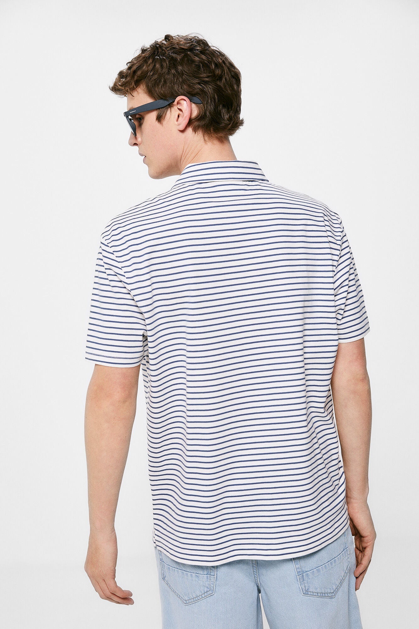 Multi-stripe jersey-knit pocket polo shirt