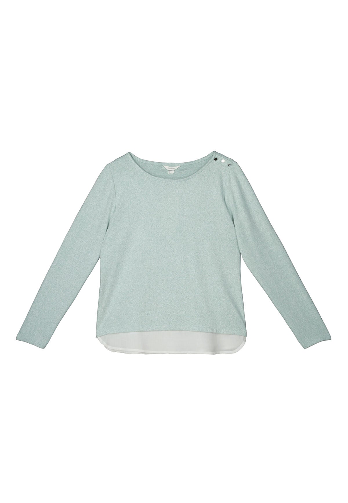 Striped button shoulder T-shirt