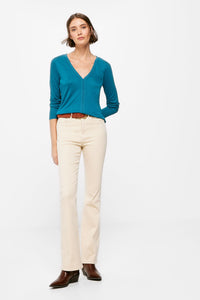 Lace ribbon neckline T-shirt