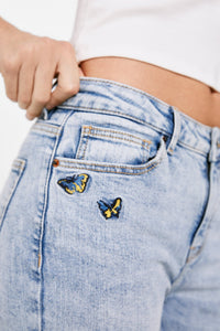 Sustainable wash butterfly kick flare jeans