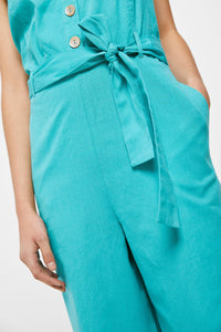 Green linen/cotton jumpsuit