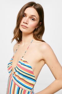 Multicoloured striped midi dress