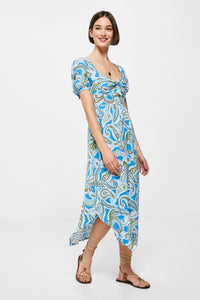 Knot neckline peaked midi dress
