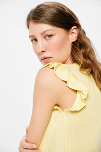 Pleated ruffle sleeve T-shirt