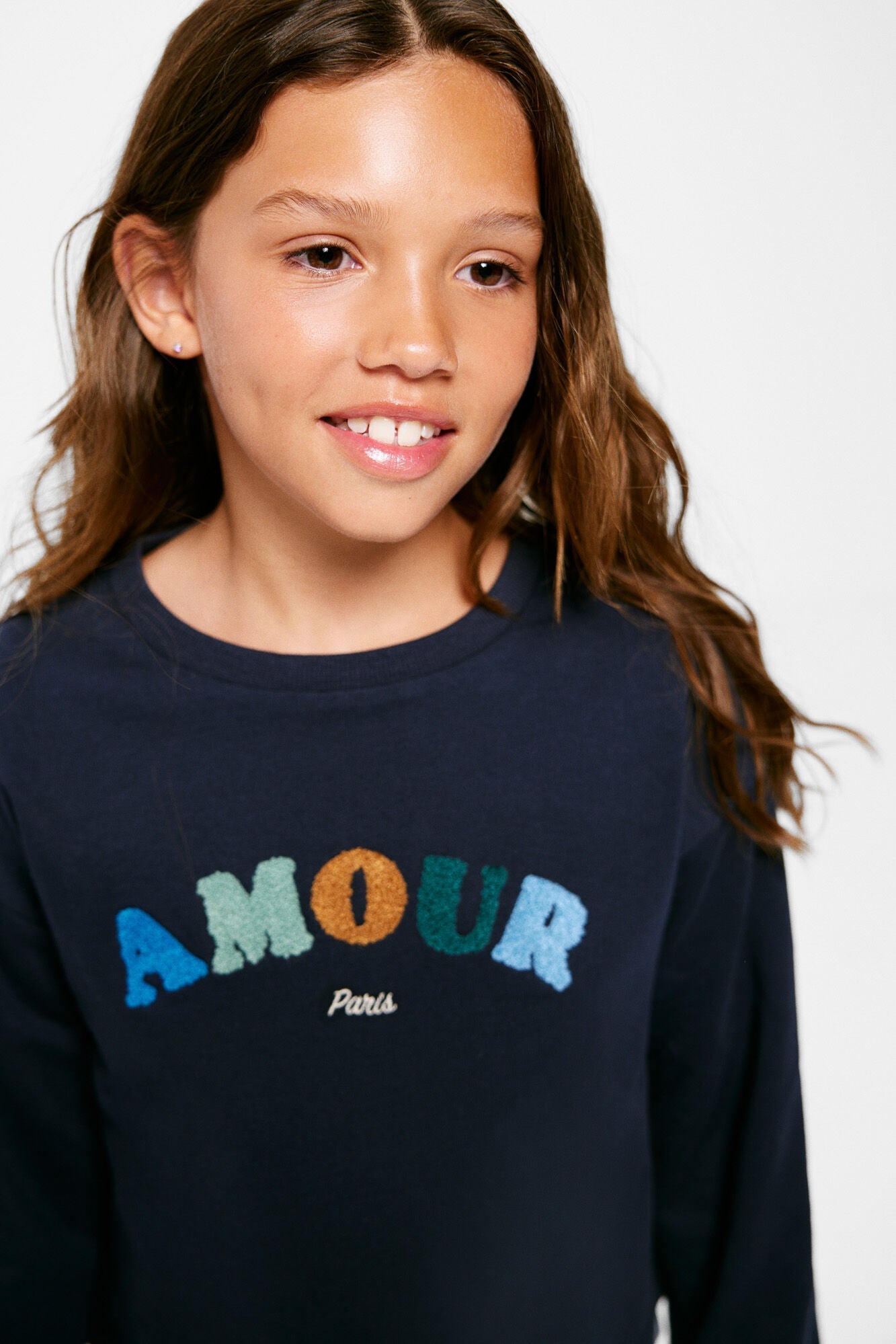 Girls' 'Amour' two-material sweatshirt